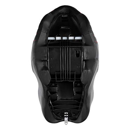 C.C. RIDER Leather Driver Passenger Seat - Bagger Comb Strapped 2-Up One-Piece Fit for Harley Touring Road King FLHR Street Glide FLHX Road Glide FLTRX Electra Glide FLHT 2009-2023 - color: Black+Red
