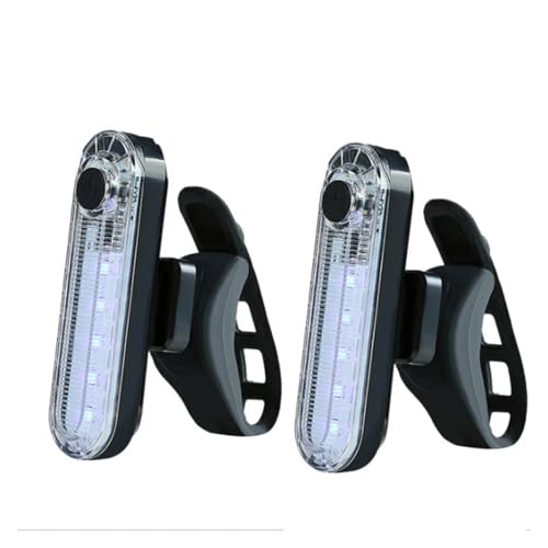 Bike Rear Tail Light USB Rechargeable White Red LED Bright Bicycle Taillights Safety Warning Helmet Lights Cycling Accessories Tails Brakes Lights - color: White 2pcs