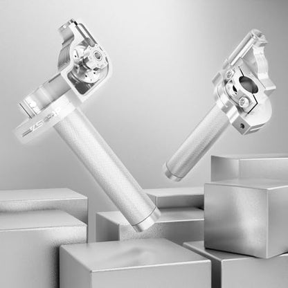 Throttle Grip Throttle Cable Motorcycle 22mm Universal CNC Aluminum Accelerator Throttle Twist Grips Handlebars for KLX CR CRF EXC XR TTR CB SSR ATV Dirt Bike Pit Bike - color: Silver