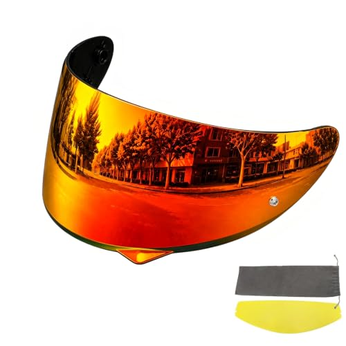 PSLER C10 Visor - C10 Tinted Visor HJ-34P Visor Helmet Face Shield for C10 HJ-34P,Gold Red Visor - color: Gold Red Film