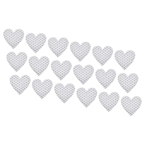 PATIKIL Reflective Stickers, 18 Pack 1.61 x 1.57 Inch Waterproof Adhesive High Visibility Night Caution Warning Heart Shape Safety Tape Reflector for Trucks Trailers Cars, Silver - color: Silver