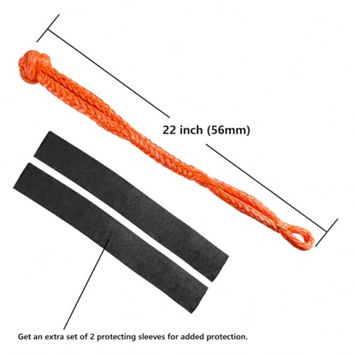 Ucreative 2Pcs Synthetic Soft Shackle 1/2 Inch x 22 Inch (56,000lbs Breaking Strength) with Extra Sleeves (Orange) - color: Orange