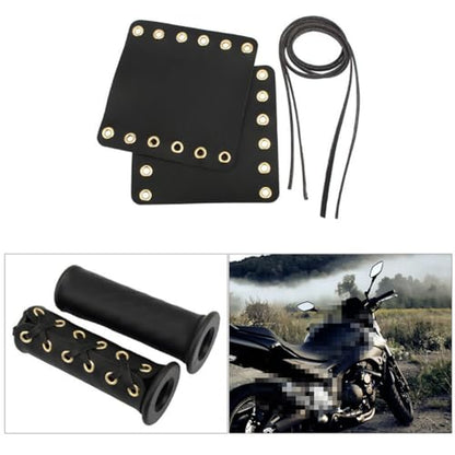 A Pair of PU Leather Bike Handlebar Grips Protector Antislip Handle Bar Protective Cover for Bikers,Motorcycle,Electric Bicycle - color: black