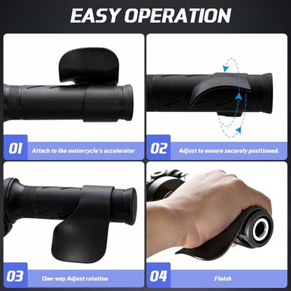 BBTO Motorcycle Gel Seat Cushion with Throttle Assist, Large Foldable 3D Honeycomb Shock-Absorbing Breathable Motorcycle Seat Pad with Cruise Control Holder, Motorbike Accessories for Long Rides