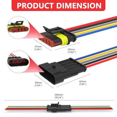 5 Pin Waterproof Electrical Wire Connectors 5 Pack Weather Pack Connectors Kit 20AWG Male and Female Automotive Wire Connectors for Car Truck Motorcycle Boat Auto Wiring - size: 5pin-5Pack