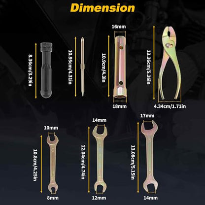 8PCS Motorcycle Repair Tool Kit, Spark Plug Socket Pliers Hexagonal Wrench M6 Double Ended Screwdriver Dual Head Wrench 8-10mm 12-14mm 14-17mm, Portable Motorbike Maintenance Tools