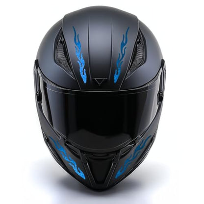 customTAYLOR33 High-Intensity Grade Premium Reflective Tribal Flame Helmet Decals, Motorcycle Safety Sticker Decals (Special Edition Baby Blue) - color: Special Edition Baby Blue