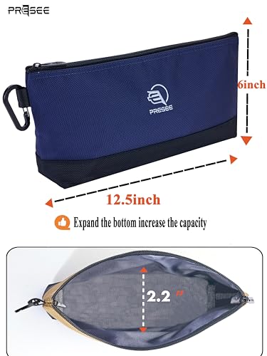 Tool Pouch Zipper Small Tool Bag Stand-Up Tool Pouches Organizer Small Tool Bags with Metal Carabiner, 1680D Duty for Tools, Stationary, Pencil Pouch, Pack of 1, 12.5 Inch Blue - color: 1 Pack, 12.5" Blue