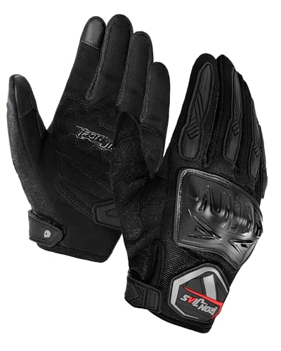 BORLENI Motorcycle Riding Gloves Touch Screen Full Finger Glove Motocross Road Racing Bike Outdoor Sports for Women Men - color: 016-Black, size: Medium