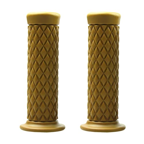 Motorcycle Hand Grips, Non Slip Rubber Bar for 7/8" 22mm/24mm Handles, Vintage Motorbike Thruster Grip, Handlebar for Hand Comfort, Universal for Motocross Scooter Dirt Bike, Open End (Camel) - color: Camel