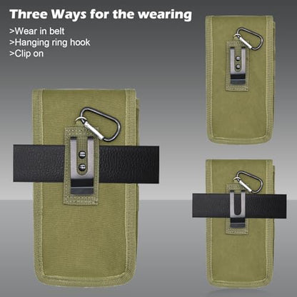 Belt Tool Pouch, Tactical Utility Organizer with Cell Phone Holder, Durable Heavy-Duty 1000D Nylon EDC Multitool Holster with Multi-Pockets for Electricians, Handymen, Work, Hiking, Daily Use - color: Army green