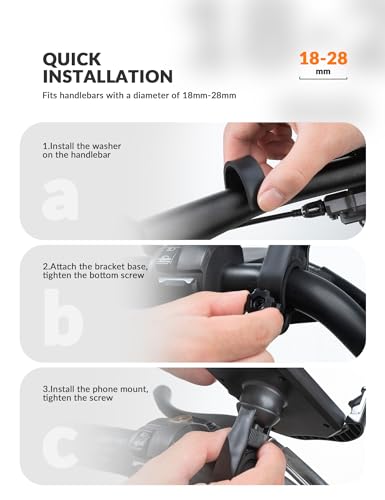 ROCKBROS Bike Phone Holder - Motorcycle Phone Mount with Security Lock, Shockproof Bicycle Phone Mount, Adjustable for 4.7'-6.8' Phones - color: Handlebar Mount Black