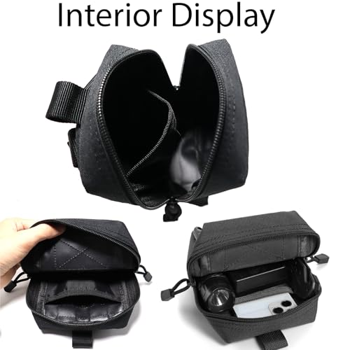2 Pack Small Molle Pouches - Tactical Compact Water-Resistant EDC Pouch Bag Utility Belt Pouch Waist Pack Bag - color: Black