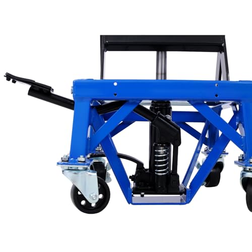 300 lbs Hydraulic Motorcycle Scissor Jack Lift Foot Step Wheels for Small Dirt Bikes,Blue Color