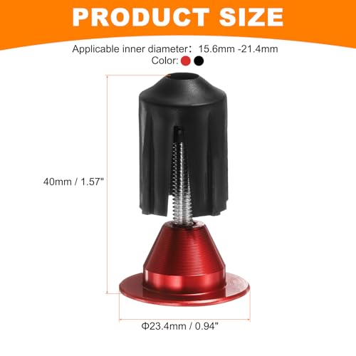 HARFINGTON 2Pair Bike Handlebar End Plugs Aluminum Bar End Caps 16-21mm Adjustment Expanding Locking with Tool for MTB Road BMX Fixed Gear Bike, Red Black - color: Red Black