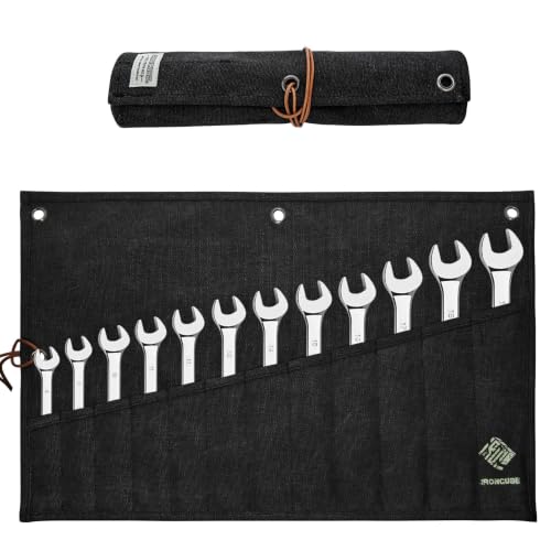 IRONCUBE Tool Pouch, Roll-Up Storage Bag for Hand Tools & Wrenches - style: 12 Pockets Canvas