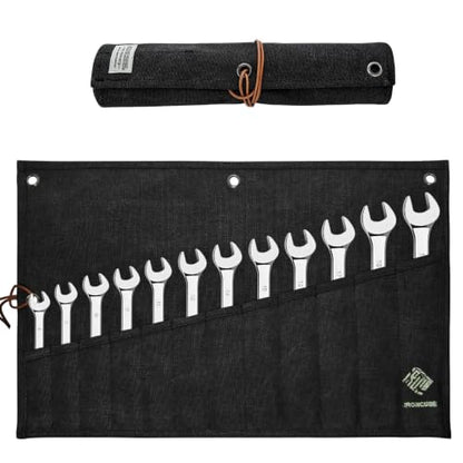 IRONCUBE Tool Pouch, Roll-Up Storage Bag for Hand Tools & Wrenches - style: 12 Pockets Canvas