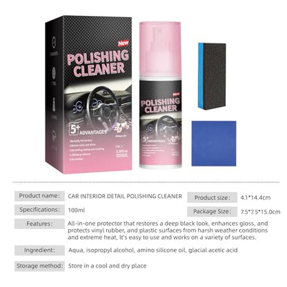 2Pcs Car Interior Cleaner, Polishing Cleaner Detailer Spray. | for Rubber, Leather& More, Multi-Surface Cleaning for Car Interior.