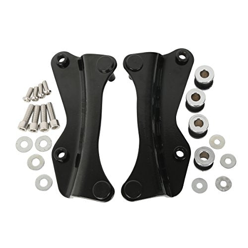 XFMT 5.5" Gunship Gray Razor Trunk W/Backrest Pad + Black Mount Rack + Docking Kit For Harley Touring Road King Street Glide Road Glide Electra Glide Ultra Classic 2014-Later - color: Gunship Gray Set 6