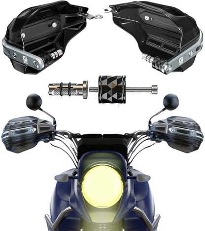 BRCOVAN Motorcycle Hand Guards with Thickened Aluminum Alloy Frame | High Strength Composite Shield, Brake & Clutch Friendly, Come with Mounting Accessories, Fit for 7/8" to 1-1/4" Handlebars