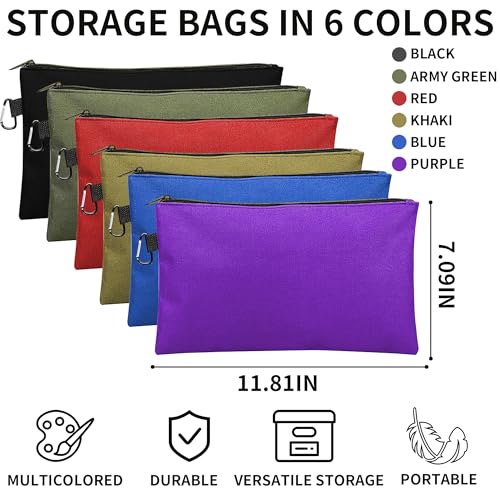 6 Pcs Tool Pouch with Zipper, Small Zipper Tool Bags, Multipurpose Utility Storage Organizer Pouches for DIYers, Electricians, Mechanics