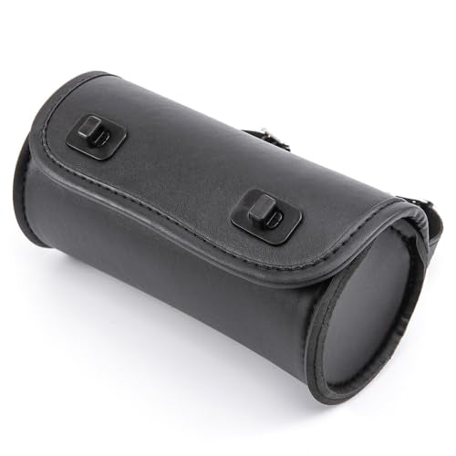 Mini Motorcycle Handlebar Bag Saddlebag Roll Tool Bag for Cafe Racer Bobber Chopper Storage pouch (Black) - color: Black