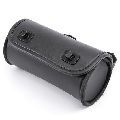 Mini Motorcycle Handlebar Bag Saddlebag Roll Tool Bag for Cafe Racer Bobber Chopper Storage pouch (Black) - color: Black