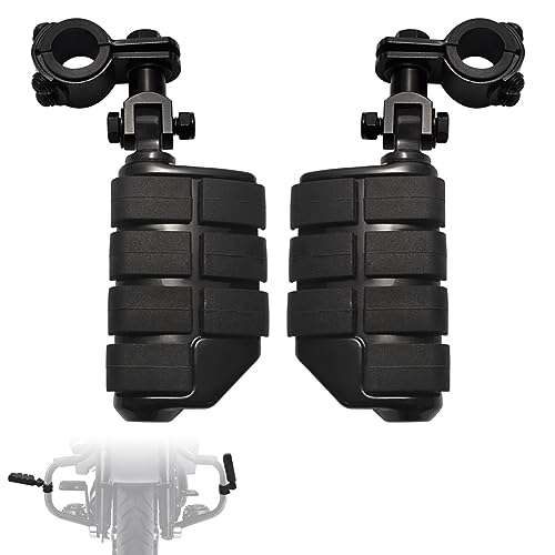 FOVPLUE 1",1.25"Highway Footpegs, Adjustable Highway Peg w/ 3-Piece Clamp for Harley Touring Softail Dyna Sportster models w/25mm-32mm Engine Guard/Tubing,Black#2 - color: Black For Lion Paw Style