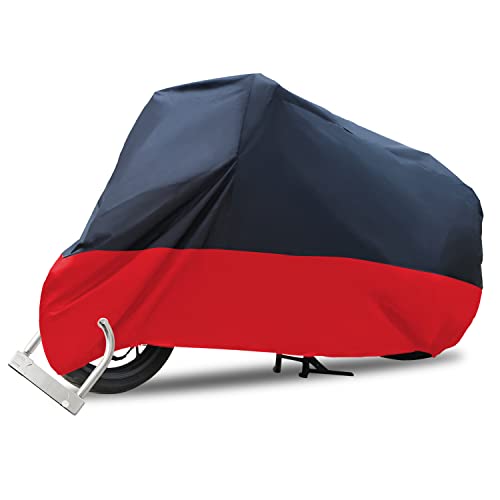 Rich Choices Motorcycle Cover Universal 104" Weather Waterproof Sun Outdoor Protection Durable with Lock-Holes & Storage Bag for 96.5 Inch Motorcycles Like Honda, Yamaha, Suzuki, Harley and More - color: Black-Red, size: X-Large(96*41*49inch)