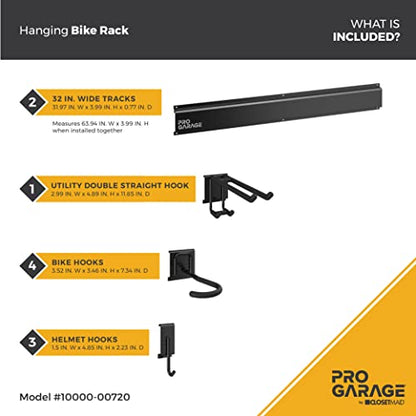 ClosetMaid ProGarage Bike Rack Garage Storage Set, Helmet and Utility Hooks, Heavy Duty Wall Mount, 4 Bike Capacity, Black - style: Bike Rack