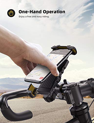 Lamicall Bike Phone Holder, Motorcycle Phone Holder – 360° Handlebar Mount with Rotation for iPhone 17 16 15 14 13 12 Pro Max Plus Mini XS XR X 8, Samsung, Huawei, 4.7-6.8 Inch Smartphones – Yellow - color: Yellow