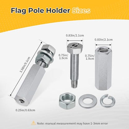 M MATI 2Pcs Quick Release Flag Pole Holder Silver Hold 1/4'' Flag Poles for ATV UTV Motorcycle Dirt Bike All Year - color: Silver