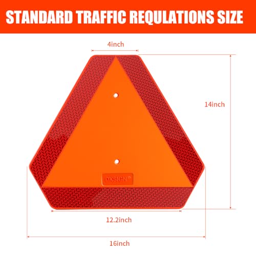 Slow Moving Vehicle Sign Triangle Sign 14"x16" Engineering Grade Reflective Up to 7 Years Outdoor for Golf Cart (Plastic NEW) - color: Plastic NEW