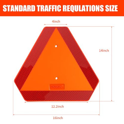 Slow Moving Vehicle Sign Triangle Sign 14"x16" Engineering Grade Reflective Up to 7 Years Outdoor for Golf Cart (Plastic NEW) - color: Plastic NEW