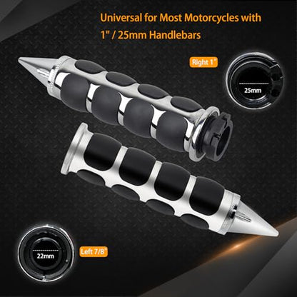 NTHREEAUTO 1" / 25mm Motorcycle Hand Grips Universal Handlebar Throttle Grip - color: Chrome