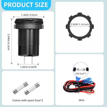12V USB Outlet Dual QC3.0 & PD3.0 USB C Port Car Charger Socket with Voltmeter,78W Aluminum Alloy Waterproof Quick Charger for Car Boat Marine Motorcycle RV Truck ATV Golf Cart - color: pack of one