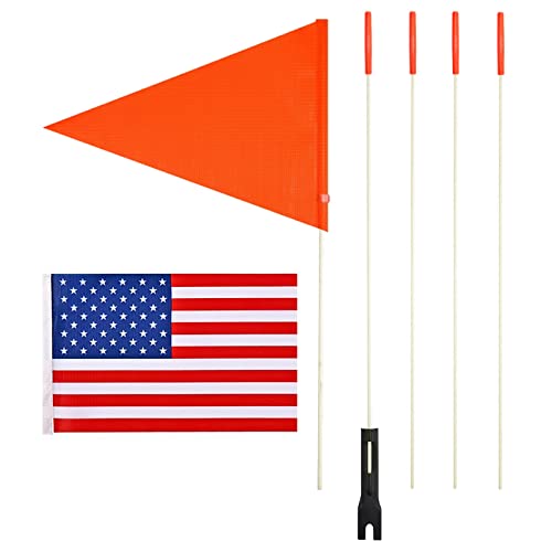 Upgraded Bike Flags with Pole 6 Feet High Visibility Orange Flags with Heavy Duty Fiberglass Flag Pole, Orange Flag and American Flag - color: 1 Pcs