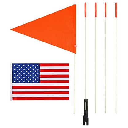Upgraded Bike Flags with Pole 6 Feet High Visibility Orange Flags with Heavy Duty Fiberglass Flag Pole, Orange Flag and American Flag - color: 1 Pcs