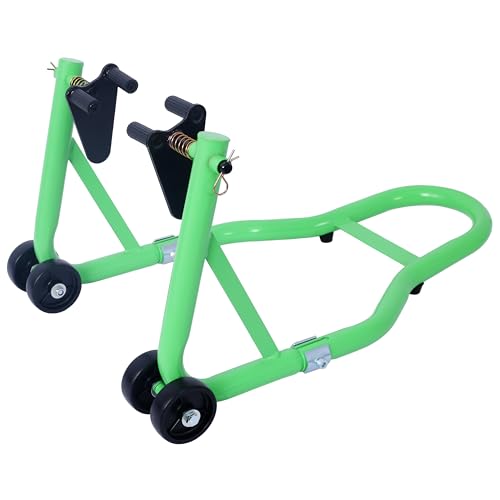 Motorcycle Stand 1000LB - Heavy Duty Sport Bike Front and Rear Wheel Lift, Adjustable Swingarm Paddock Stands, Industrial-Grade Steel (Green) - color: Green