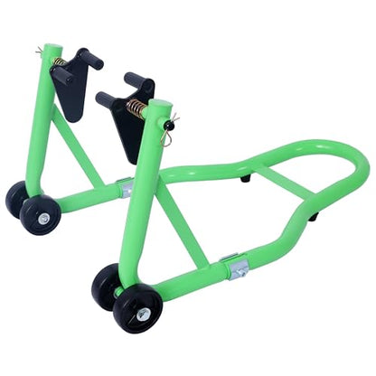 Motorcycle Stand 1000LB - Heavy Duty Sport Bike Front and Rear Wheel Lift, Adjustable Swingarm Paddock Stands, Industrial-Grade Steel (Green) - color: Green