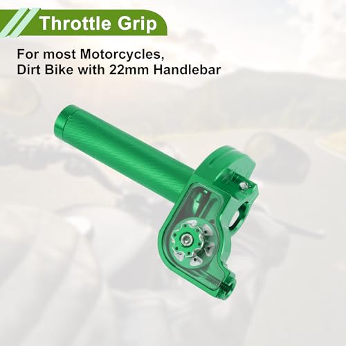 22mm Throttle Grip with 120cm Red Throttle Cable 1 Pair of Checkered Red Handle Grips Screw Accessories Aluminum Alloy Motorcycle Throttle Grip Green