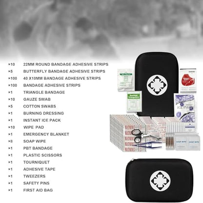 279PCS Small Travel First Aid Kit Supplies for Business, First Aid Emergency Set Backpacking Essentials Items Trauma Survival Kits for Outdoor Adventure, Black AMORNING - style: 279PCS-Black