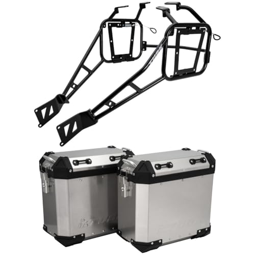 TUSK Frontier Panniers with Pannier Racks Brushed Aluminum