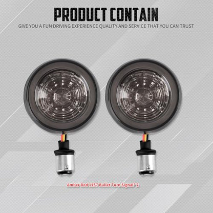 Motorcycle LED Turn Signals Bulbs Front 1157 Bullet Lights Fit for Harley Softail Dyna Sportster Touring CVO Electra Glide Classic Street Glide Road Glide