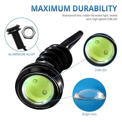 4Pcs 23mm DC 12V Black shell Eagle Eye Cob LED Car Fog DRL Daytime Running Light Backup Reverse Tail Rock Lights Headlights Signal Lamp Small bulb use for car and motorcycle (Ice blue) - color: Ice blue