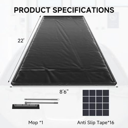 SUNYRISY 8'6" x 22' Containment Garage Floor Mat Under Car, Heavy Duty Waterproof Garage Carpet Floor Protection Non-Slip Parking Mat with Squeegee for Cars SUVs Trucks - size: 8'6" x 22'