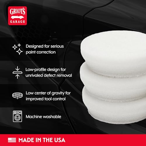 Griot's Garage BOSS 2" Fast Correcting Foam Pads for Car Polishing and Detailing, Buffing Pads for Moderate to Severe Scratch Removal, Set of 4 - size: 2 Inch Pads (Set of 4)