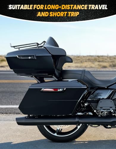 Vivid Black King Luggage Pack Trunk Backrest Mount Rack Plate Fit for 2014-2025 Harley Touring Road King Street Electra Glide and Select CVO Models - color: Black King Trunk Backrest #01