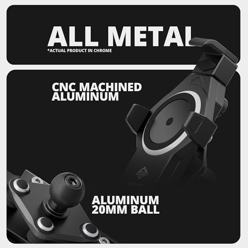 Tackform Aluminum Chrome Motorcycle Perch/Brake/Clutch Reservoir Adventure Phone Mount - Vibration Dampening and Wireless Charging | 3.5” Arm | Compatible with Harley-Davidson, Gold Wing, More - color: Chrome