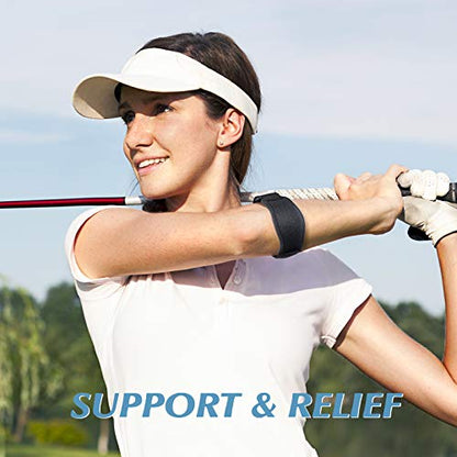 AGPTEK Elbow Brace for Tendonitis and Tennis Elbow 2 Pack, Tennis Golfers Elbow Support Arm Band Pain Relief Elbow Wrap Weightlifting Elbow Strap with Compression Pad for Men & Women - color: Navy Blue